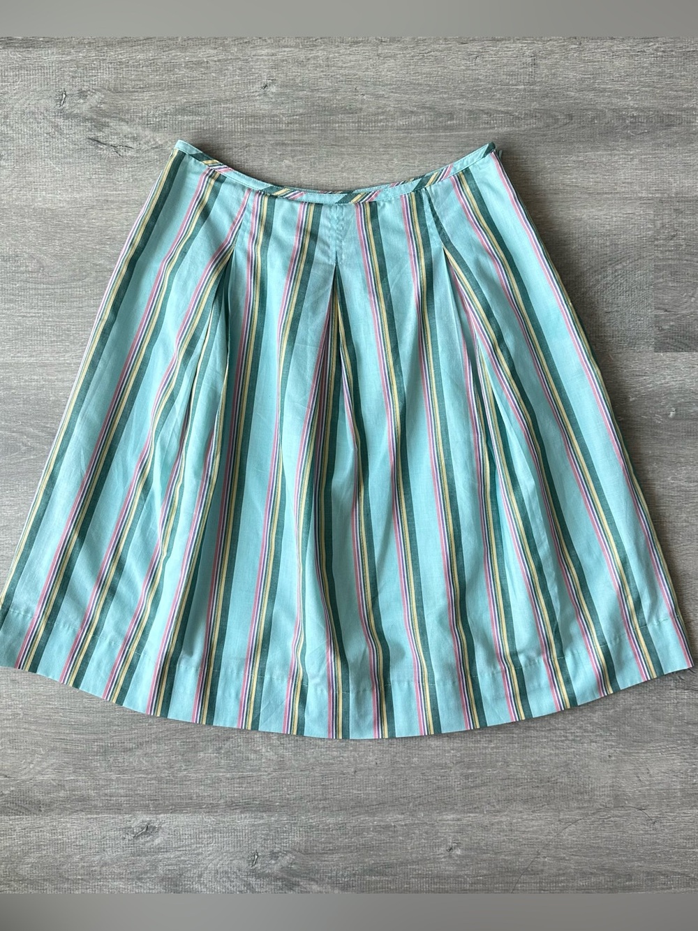OPA Green Striped Pleated Midi Skirt